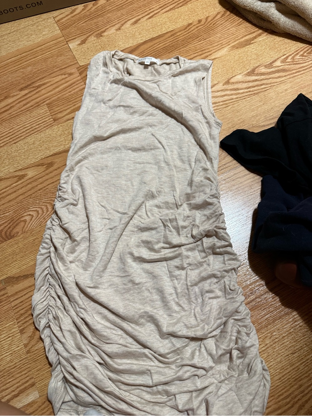 Sleeveless Ruched Beige Tank dress
